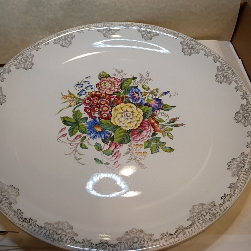 SHEFFIELD SALEM SYMPHONY CHINA SERVING Platter 13 3/4 23 KARAT GOLD USA Platter